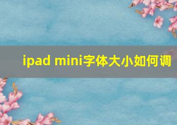 ipad mini字体大小如何调